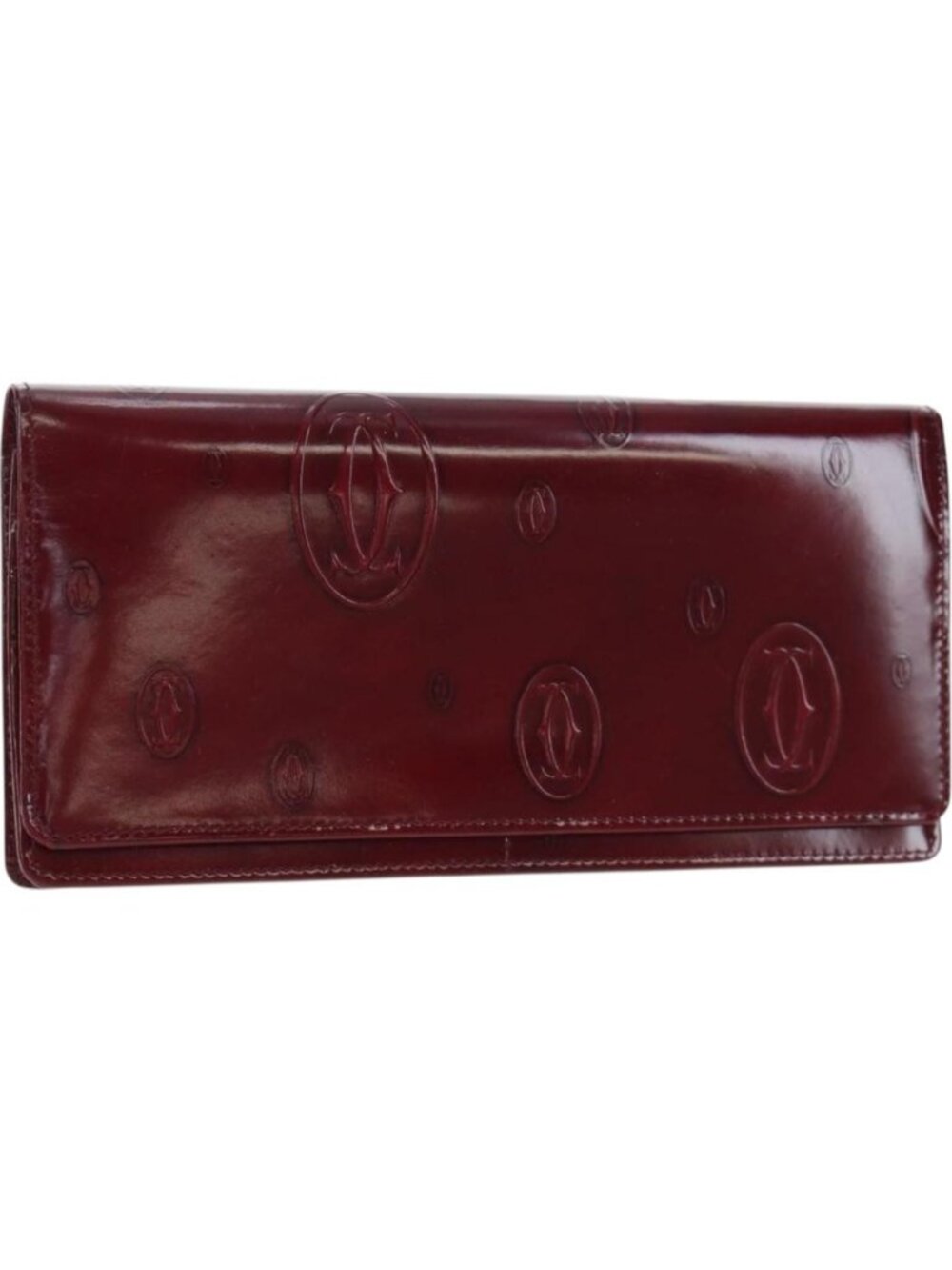 CARTIER happy Birthday Long Wallet Patent leather Bordeaux